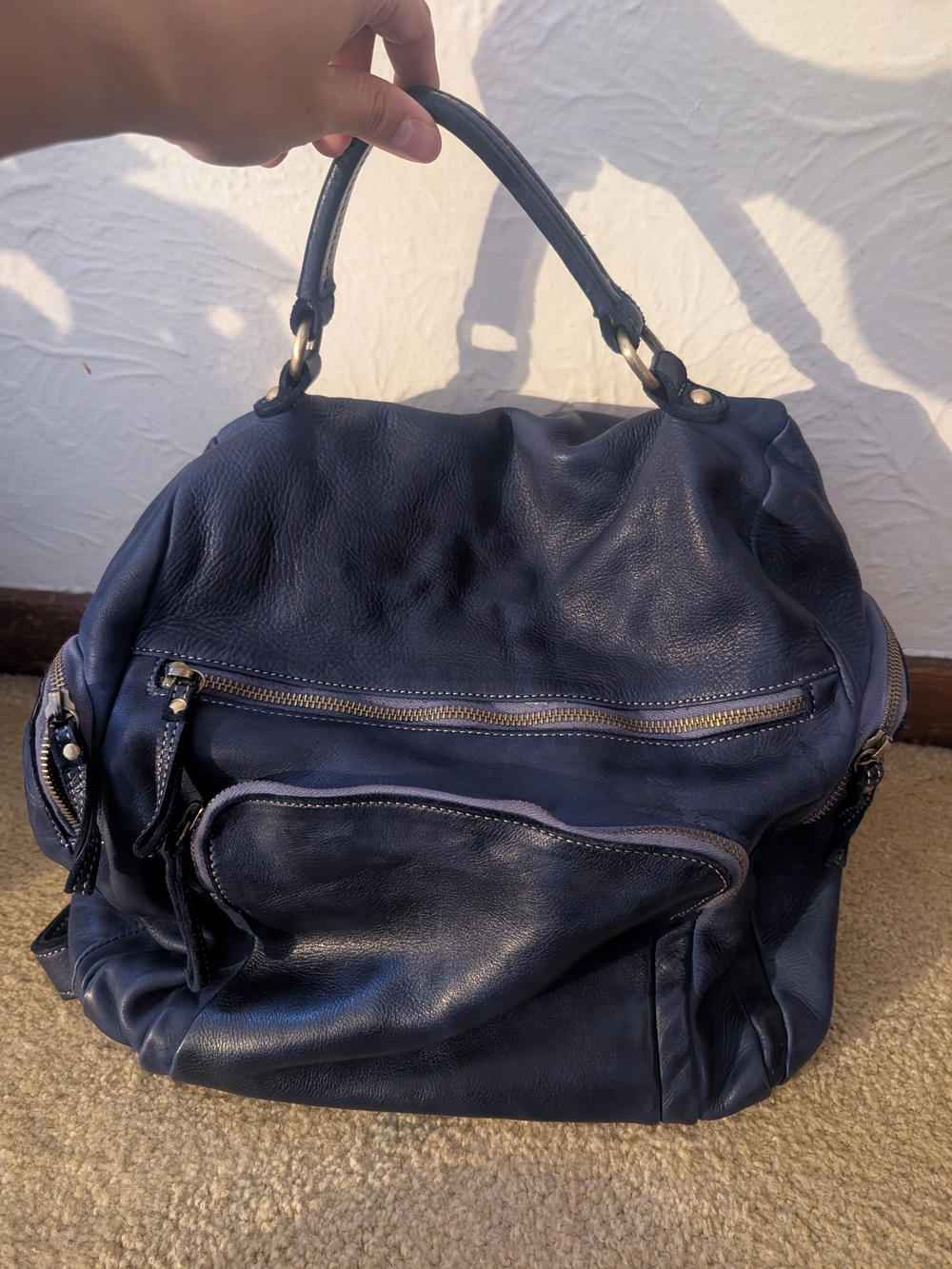 Bolsa Nova X Free People Sold Out Momma MiaClassic Navy Leather Backpack - Women - Picture 2 of 16